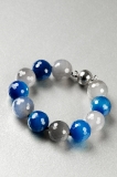 18mm faceted mixed blue agate bracelet