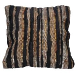 Black/multi stripe leather cushion with pad