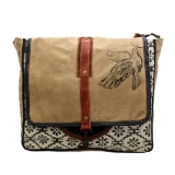 Canvas shoulder bag with dove design