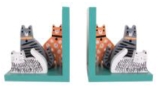 Cats wooden bookend set
