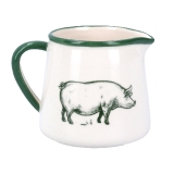 Ceramic farmyard jug green/white small