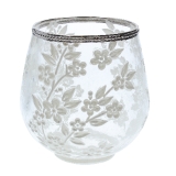 Clear glass blossom T-lite holder large