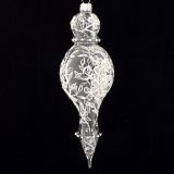 Clear glass finial with white glitter dec
