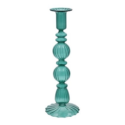 clear-green-double-ball-glass-candlestick