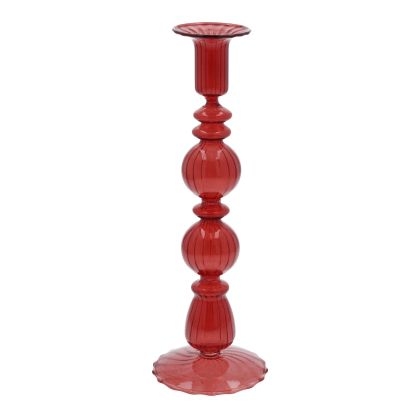 clear-red-double-ball-glass-candlestick