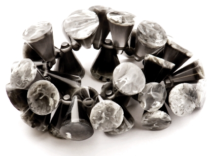 cone-bracelet-blackwhite-marble