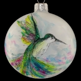 Cream bauble with hand painted hummingbird