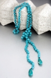 Faceted blue Jade lariat with Tear drop