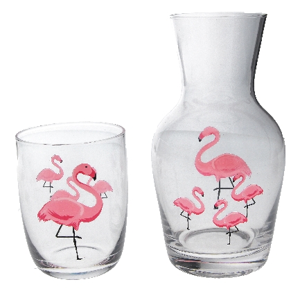 flamingos-glass-water-carafe-and-glass