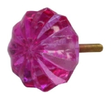 Fuschia crystal faceted knob 