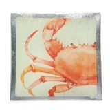 Glass crab print square decorative plate