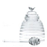Glass honey pot with drizzler