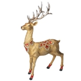 Gold stag w red/gold jewels orn large