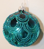 Graduated turquoise glass ball w turquoise glitter