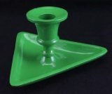 Green gloss metal triangle candlestick