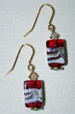 Lampwork bead earrings red