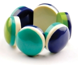 Large flat circle discs green/blue/cream
