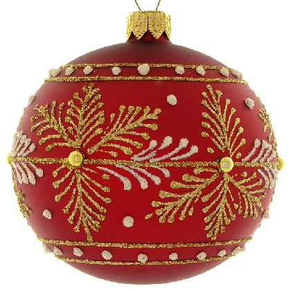 matt-red-bauble-with-gold-decoration-80-mm