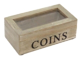 Natural wood Coins glass lid box