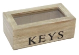 Natural wood Keys glass lid box small