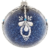 Navy blue bauble with silver dec 80mm