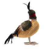 Patchwork fabric/feather grouse orn
