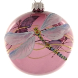 Pink 80 mm bauble with dragonfly dec