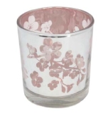 Pink blossom lustre glass T-lite holder
