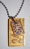 Precious tag necklace gold & crystals