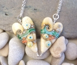 Sand and sea Long Heart pendant (lagoon)