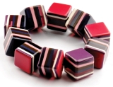 Striped block bracelet - purples