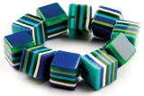 Striped blocks bracelet green/blue