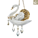 Swan dangle orn white/gold