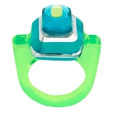 Turquoise & green square ring