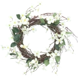 White fabric floral/twig wreath